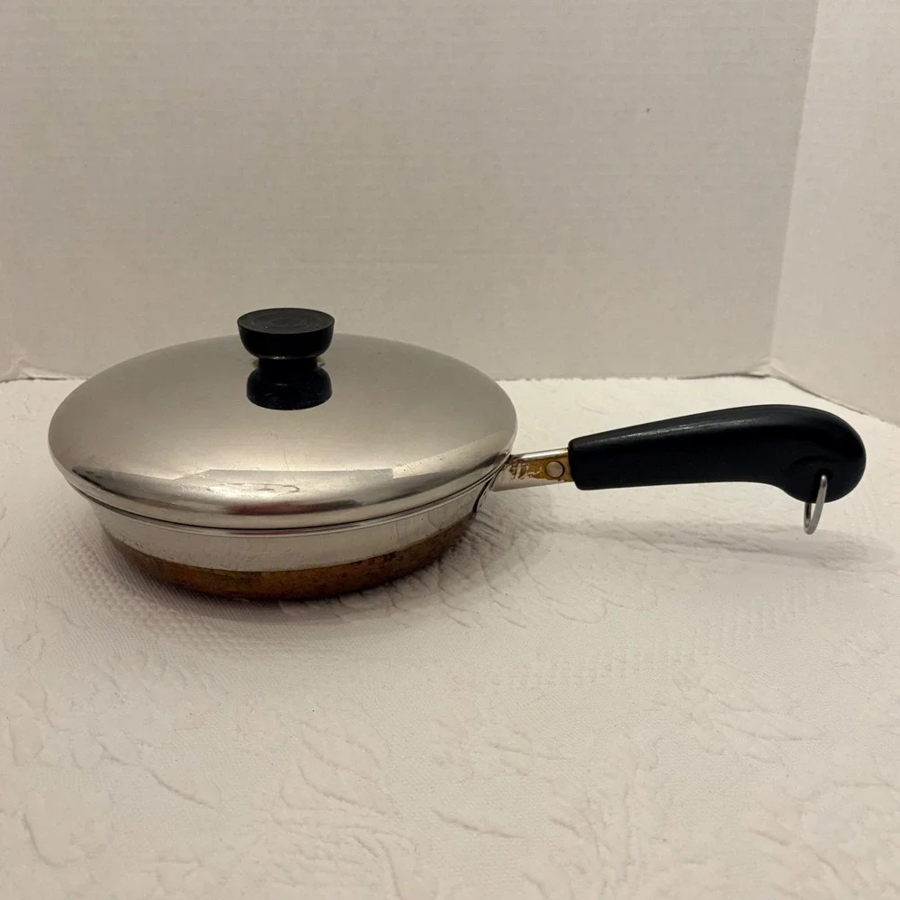 Vintage Revere Ware 8 Inch Skillet Copper Clad Bottom Stainless Steel Frying Pan
